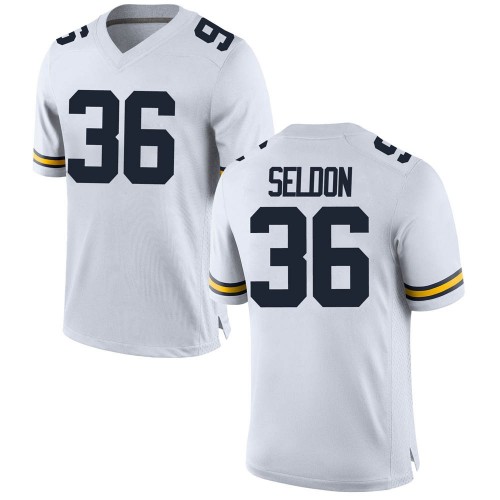Andre Seldon Michigan Wolverines Men's NCAA #36 White Game Brand Jordan College Stitched Football Jersey ZTP5354PY